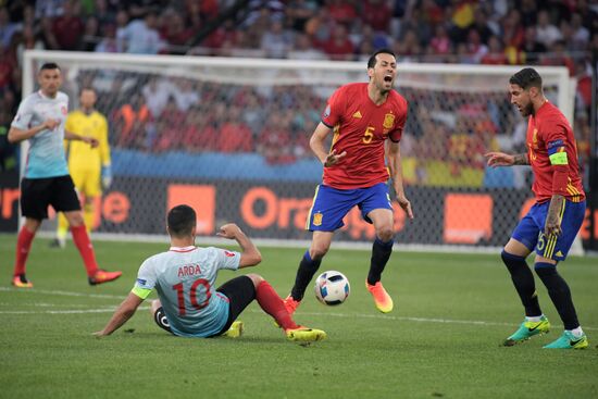 Football. 2016 UEFA European Championship. Spain vs. Turkey