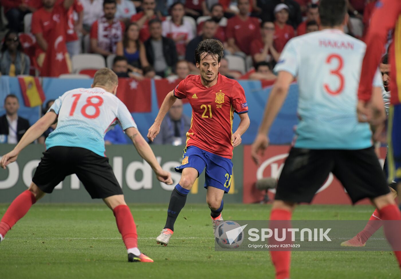 Football. 2016 UEFA European Championship. Spain vs. Turkey