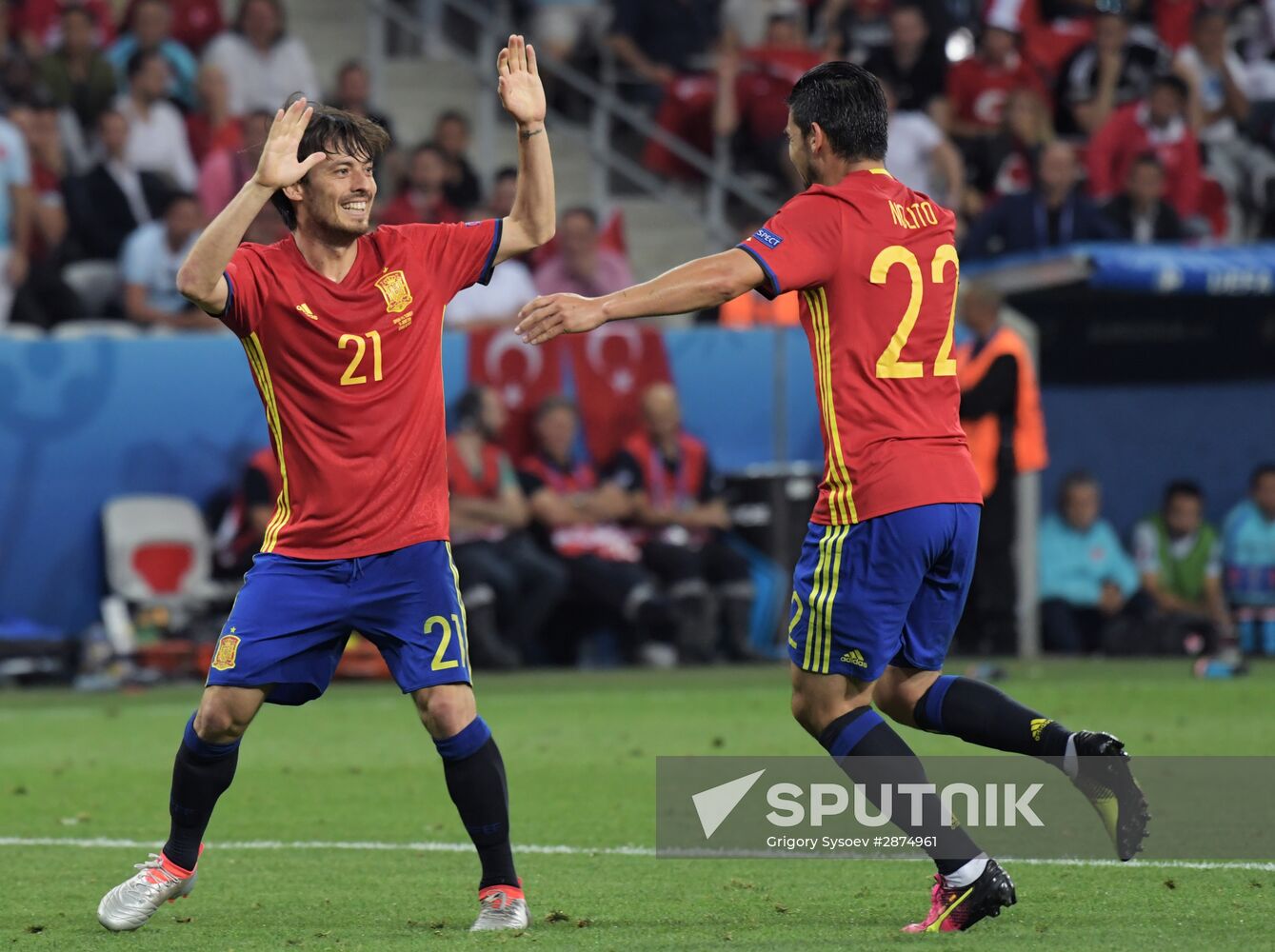 Football. 2016 UEFA European Championship. Spain vs. Turkey