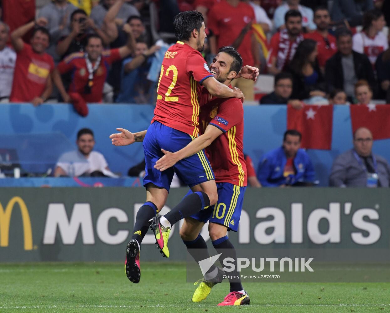 Football. 2016 UEFA European Championship. Spain vs. Turkey