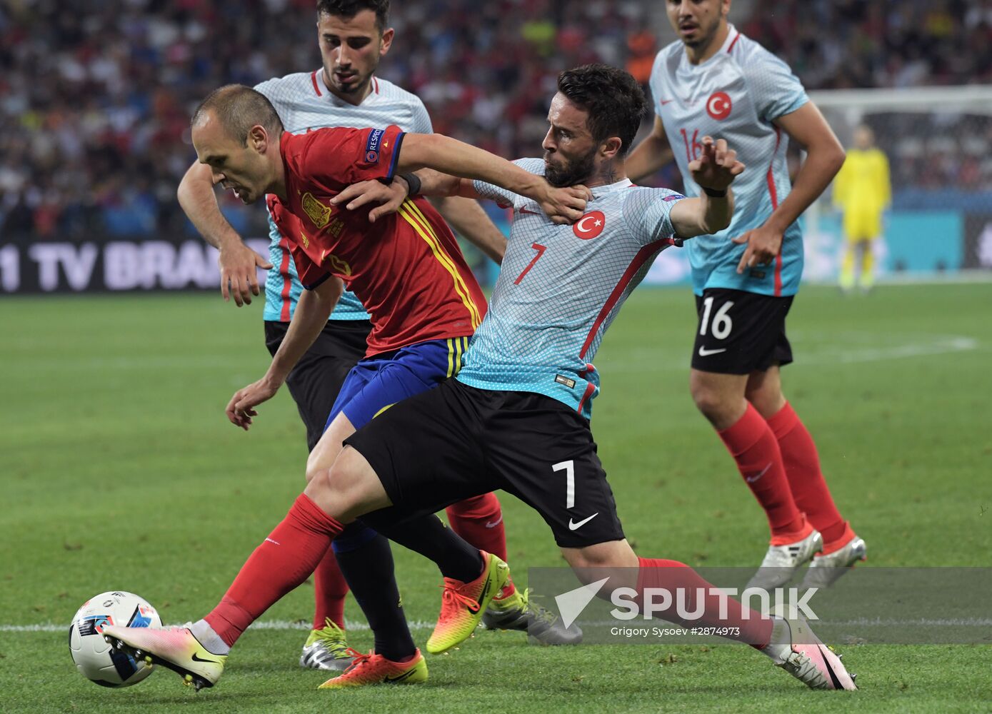 Football. 2016 UEFA European Championship. Spain vs. Turkey