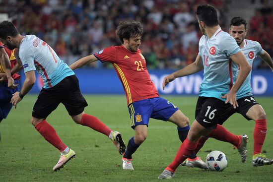 Football. 2016 UEFA European Championship. Spain vs. Turkey