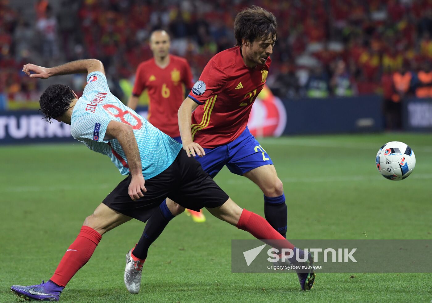 Football. 2016 UEFA European Championship. Spain vs. Turkey