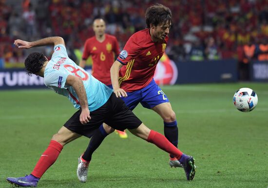 Football. 2016 UEFA European Championship. Spain vs. Turkey