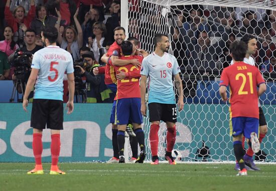 Football. 2016 UEFA European Championship. Spain vs. Turkey