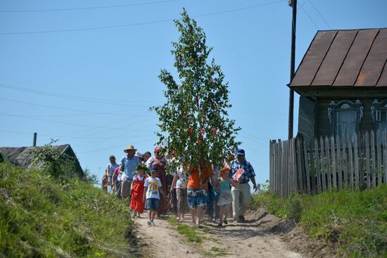 Trinity Sunday celebrations in the village of Matyushino
