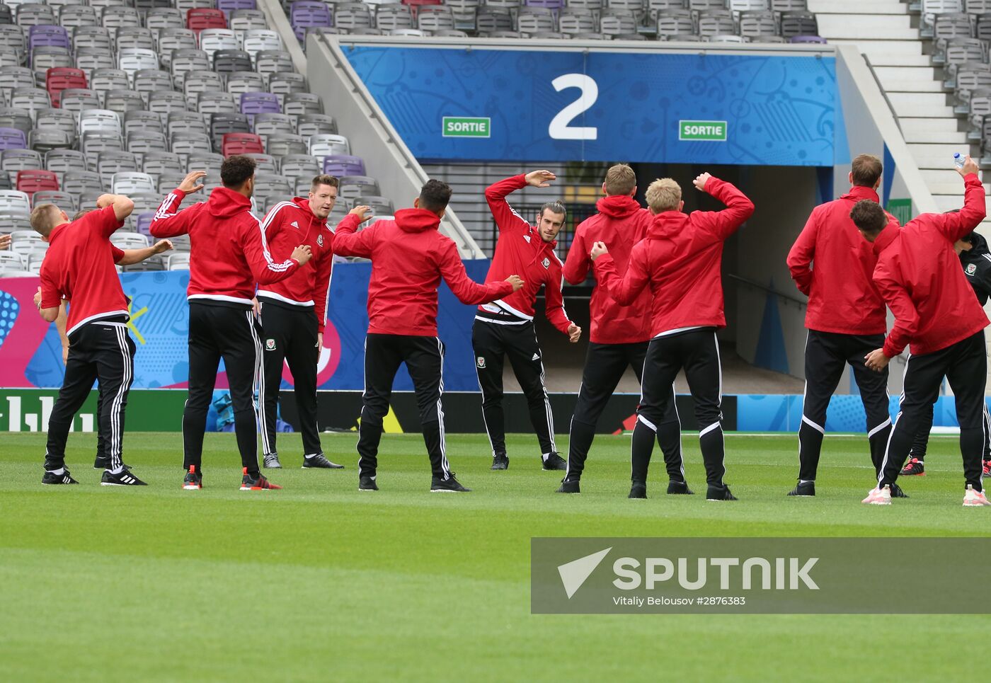 UEFA Euro 2016. Welsh national football team ahead of match against Russia
