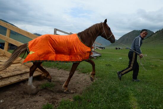 Sport contests during El Oiyn festival in Republic of Altai