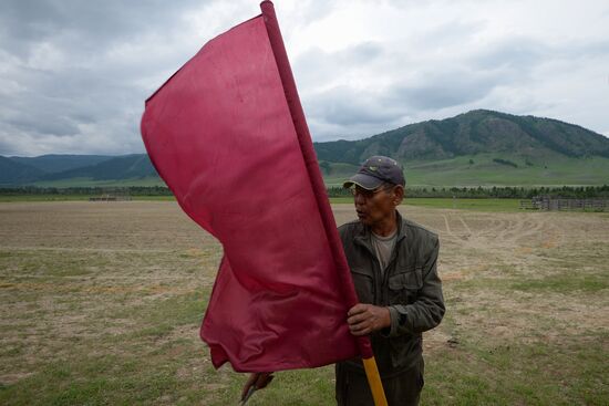 Sport contests during El Oiyn festival in Republic of Altai
