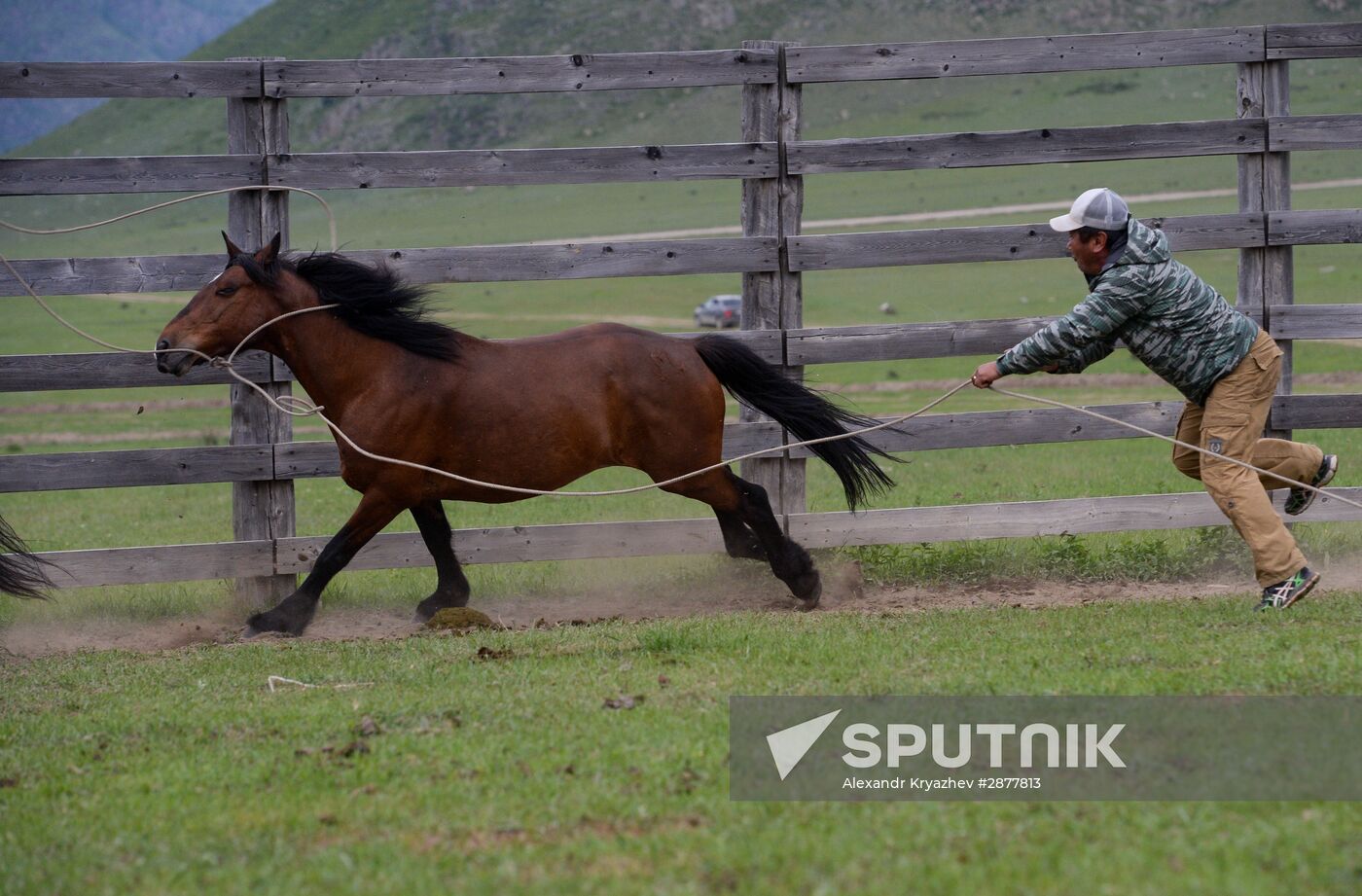 Sport contests during El Oiyn festival in Republic of Altai