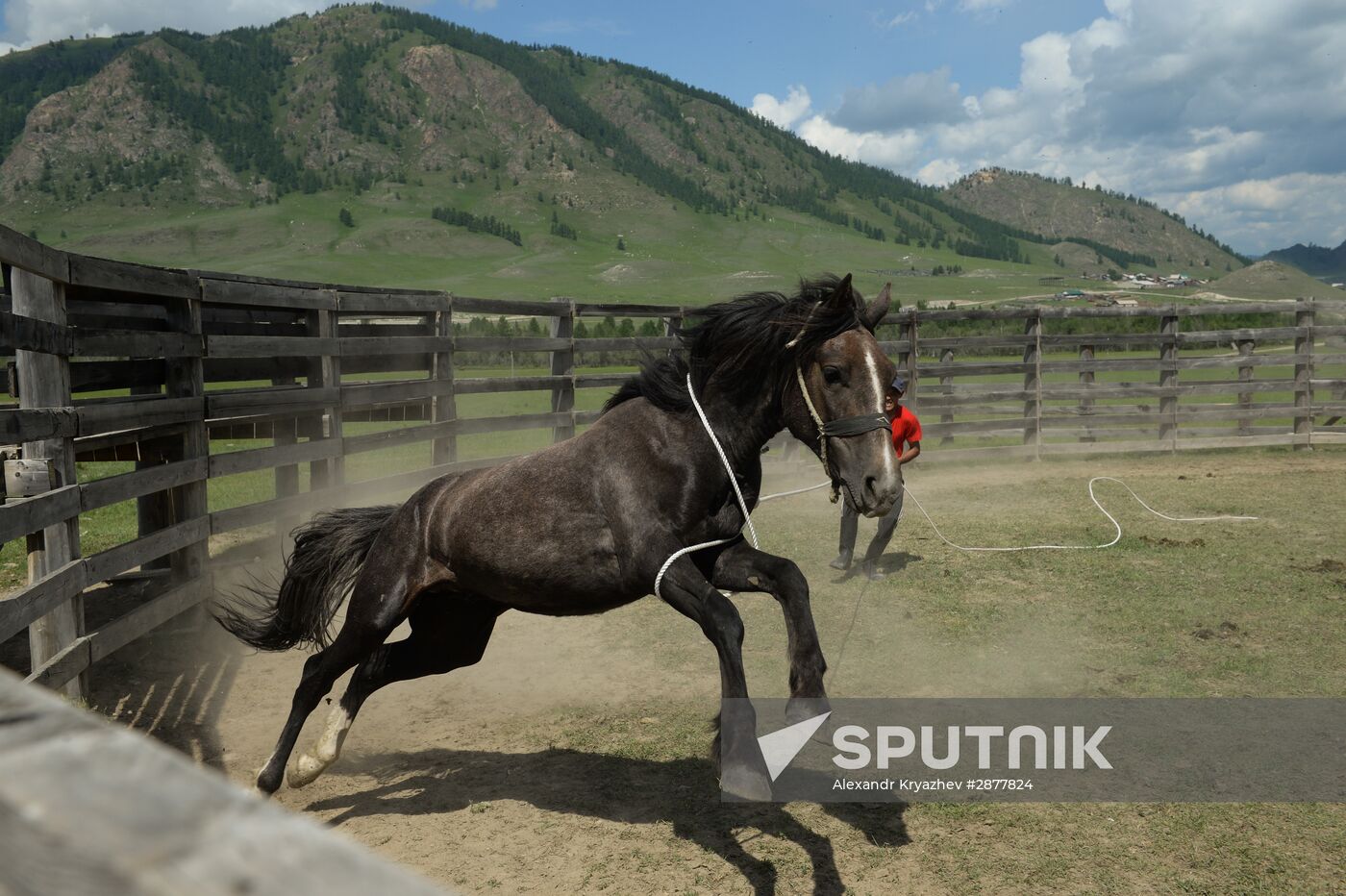 Sport contests during El Oiyn festival in Republic of Altai