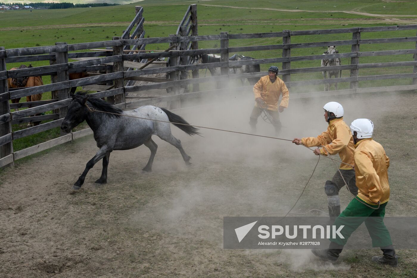 Sport contests during El Oiyn festival in Republic of Altai