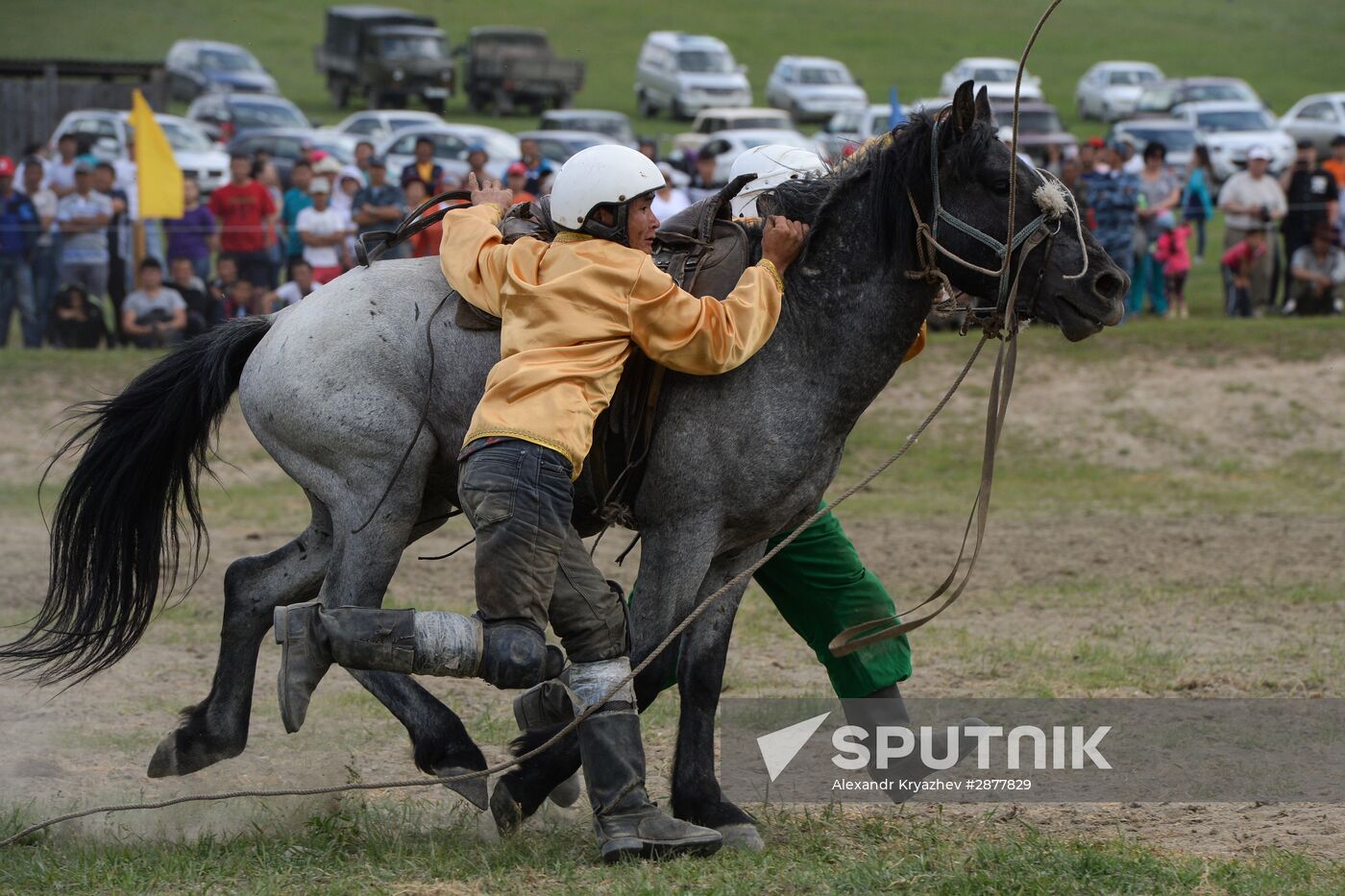 Sport contests during El Oiyn festival in Republic of Altai