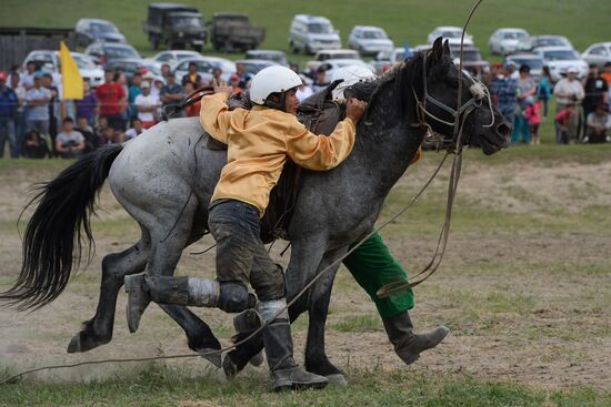Sport contests during El Oiyn festival in Republic of Altai