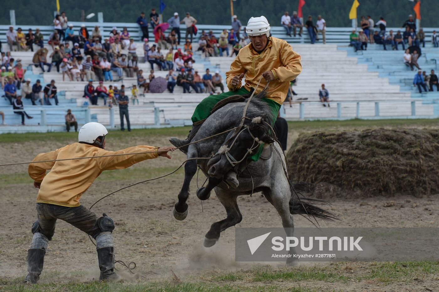 Sport contests during El Oiyn festival in Republic of Altai