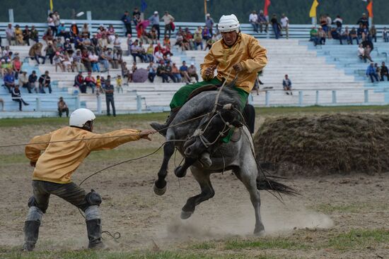 Sport contests during El Oiyn festival in Republic of Altai