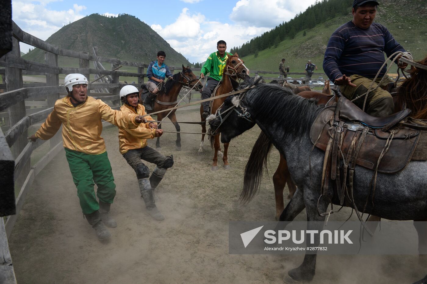 Sport contests during El Oiyn festival in Republic of Altai