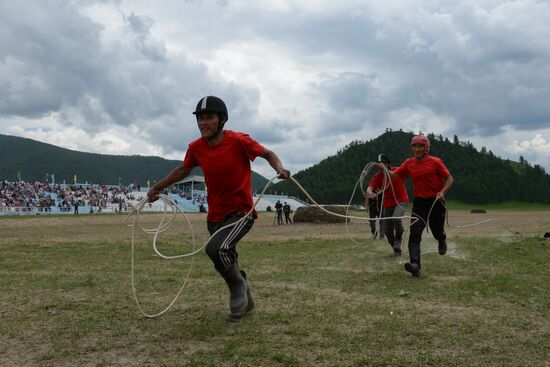 Sport contests during El Oiyn festival in Republic of Altai