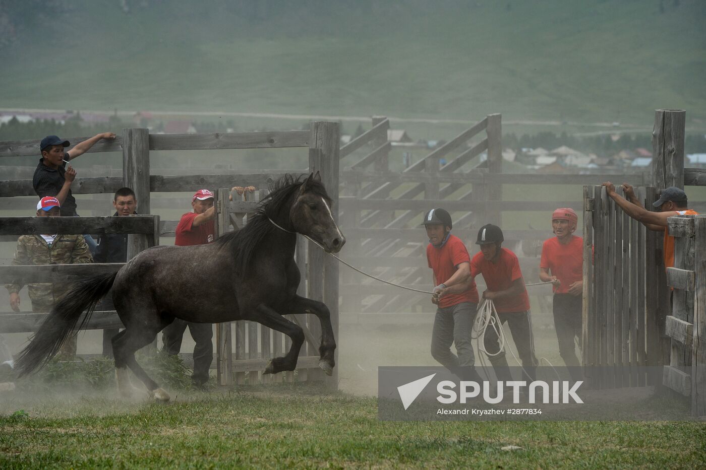 Sport contests during El Oiyn festival in Republic of Altai