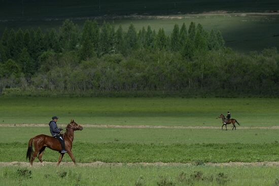 Sport contests during El Oiyn festival in Republic of Altai