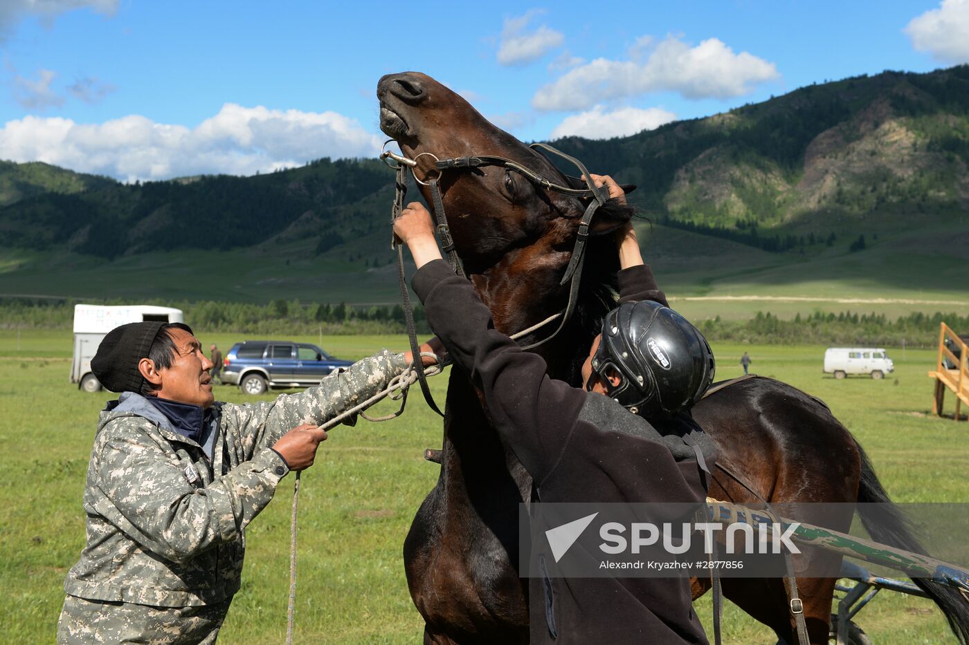 Sport contests during El Oiyn festival in Republic of Altai