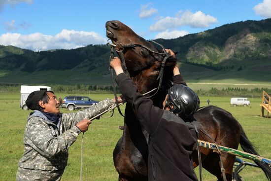 Sport contests during El Oiyn festival in Republic of Altai
