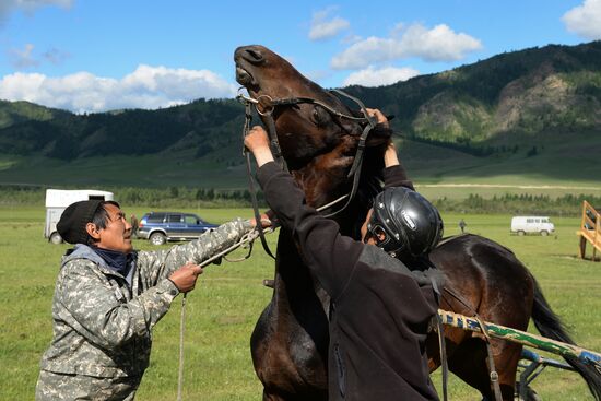 Sport contests during El Oiyn festival in Republic of Altai