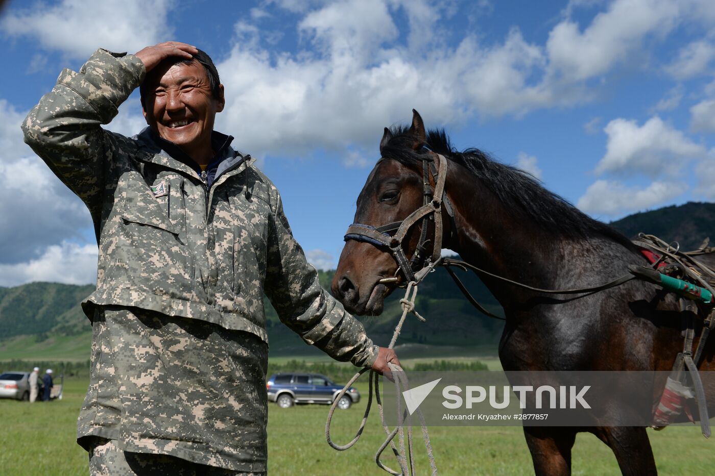 Sport contests during El Oiyn festival in Republic of Altai