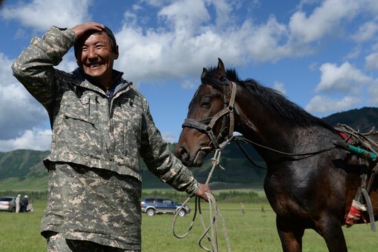 Sport contests during El Oiyn festival in Republic of Altai