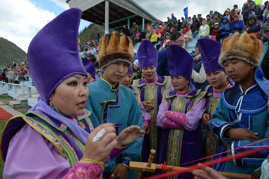 Sport contests during El Oiyn festival in Republic of Altai