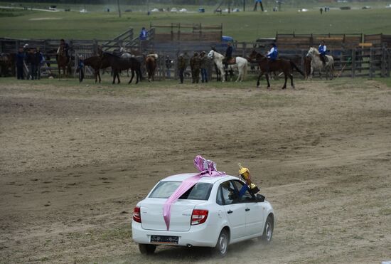 Sport contests during El Oiyn festival in Republic of Altai