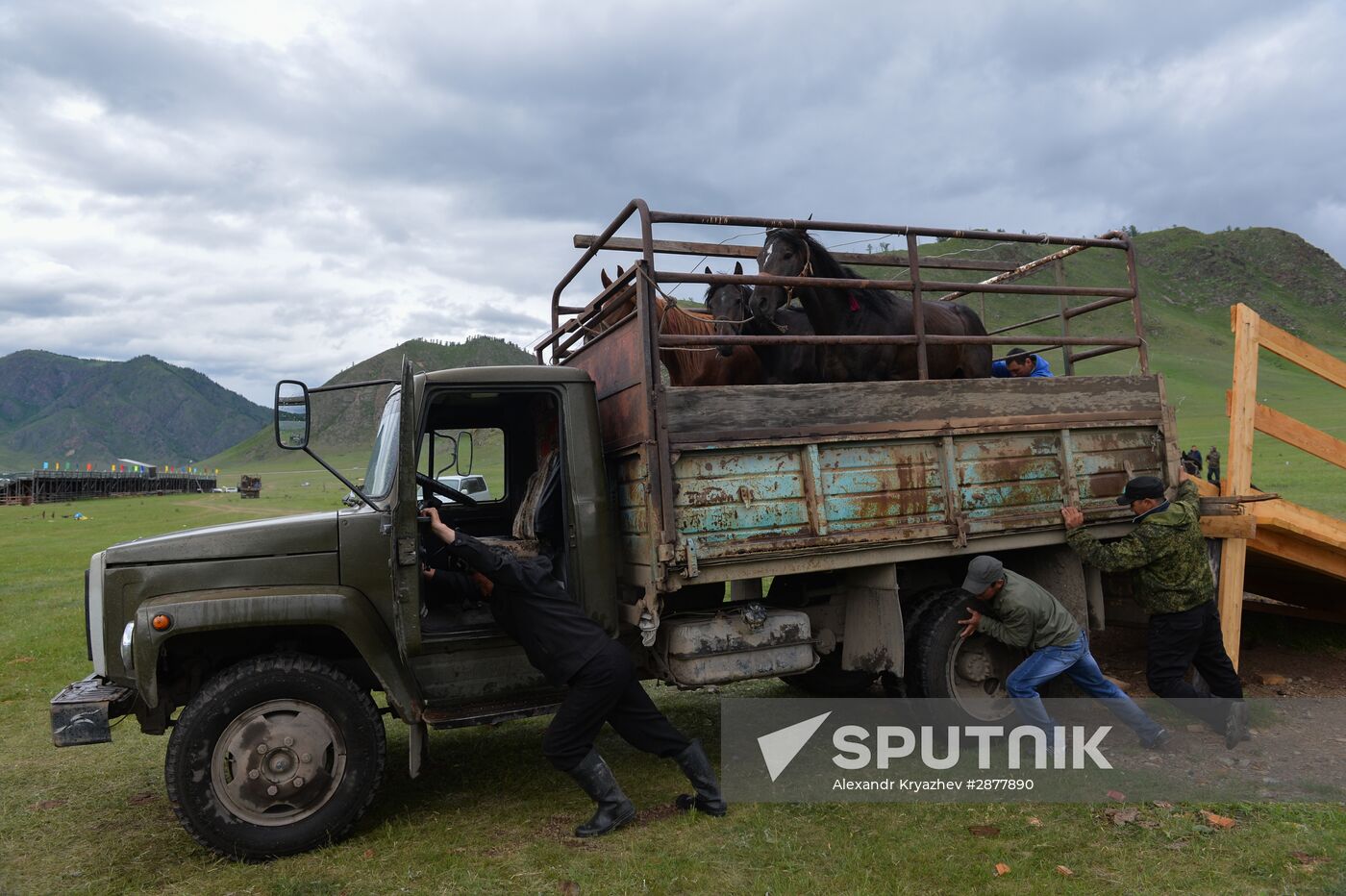 Sport contests during El Oiyn festival in Republic of Altai