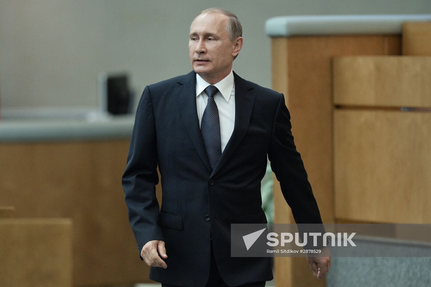 President Vladimir Putin speaks at State Duma plenary meeting