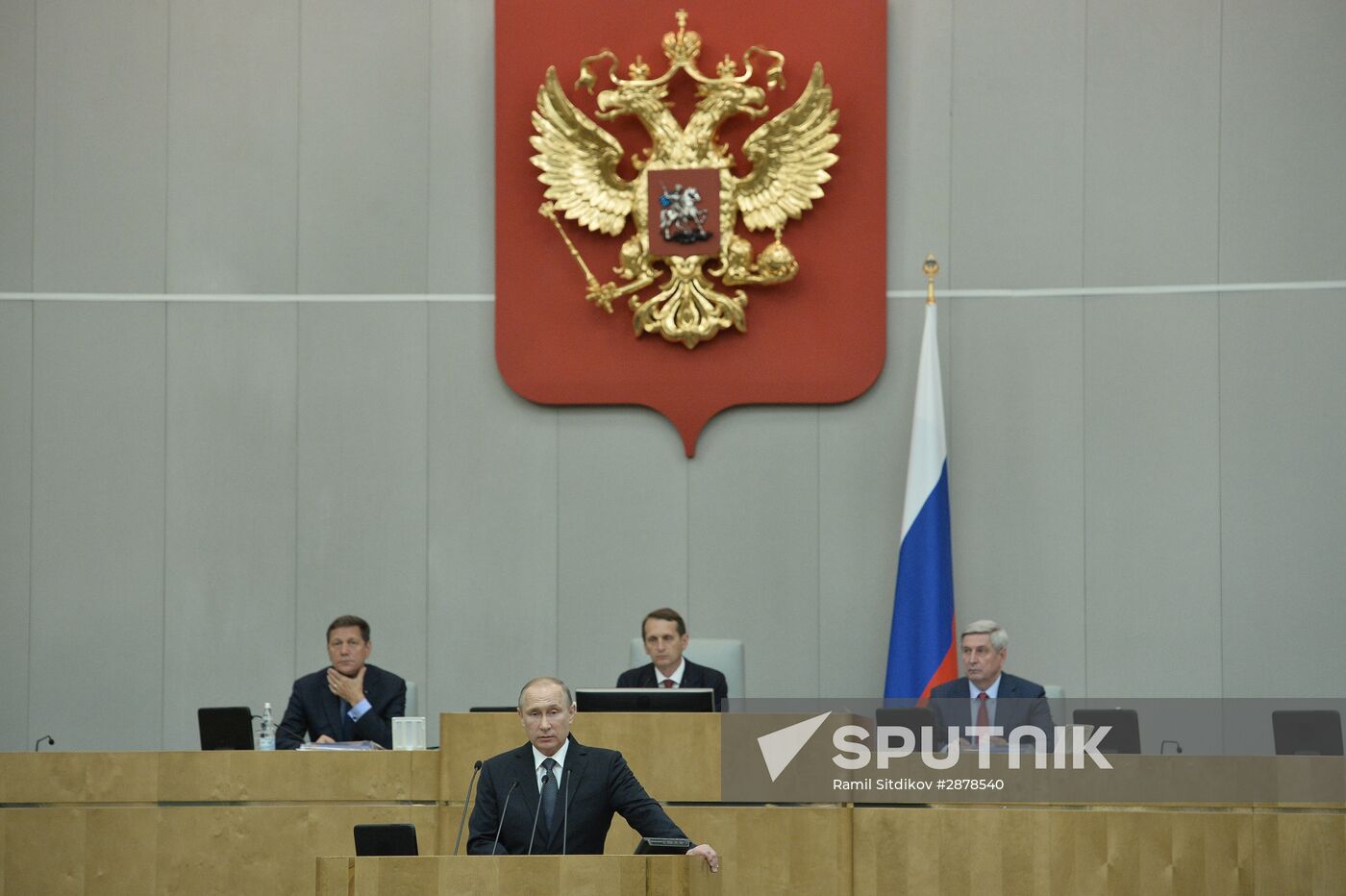 President Vladimir Putin speaks at State Duma plenary meeting