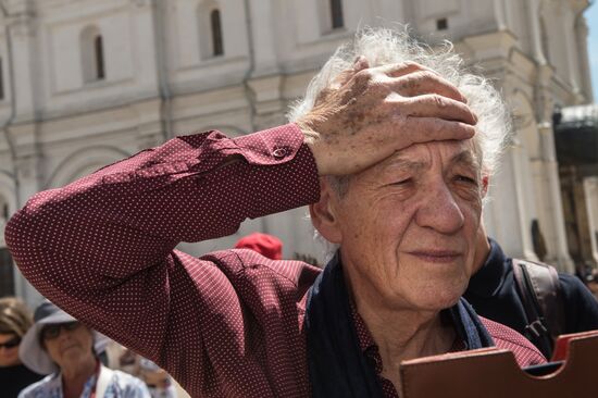 British actor Sir Ian McKellen visits Moscow
