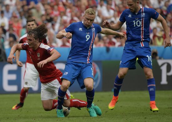 Football. 2016 UEFA European Championship. Iceland vs. Austria
