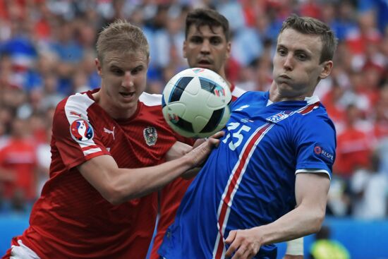 Football. 2016 UEFA European Championship. Iceland vs. Austria