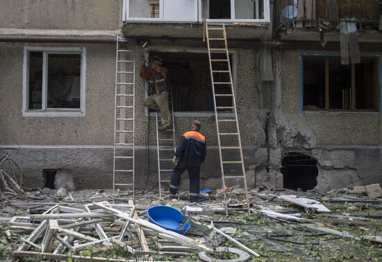 Aftermath of Ukrainian forces' attack on Donetsk