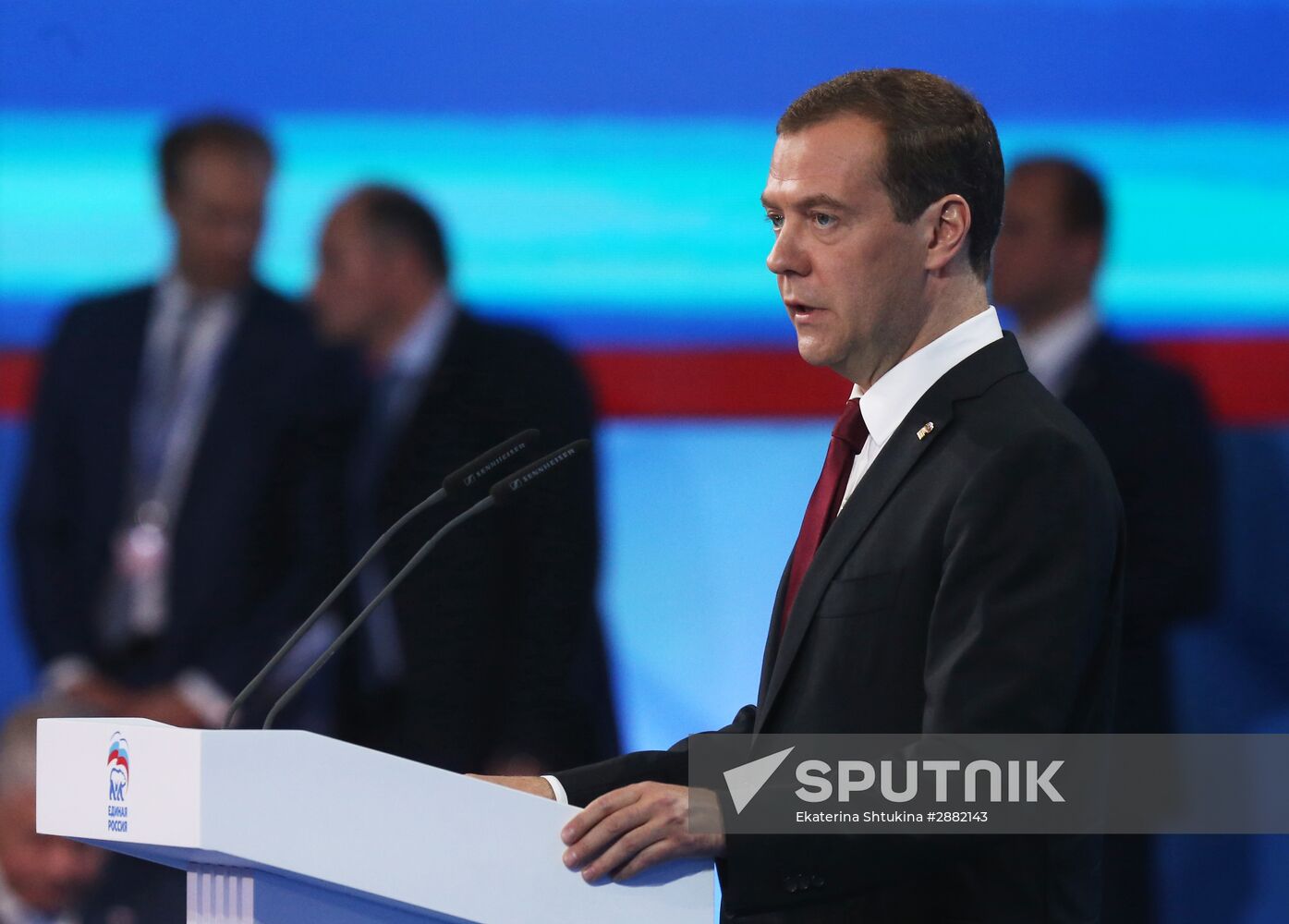 Russian President Vladimir Putin and Prime Minister Dmitry Medvedev attend 15th United Russia Party convention