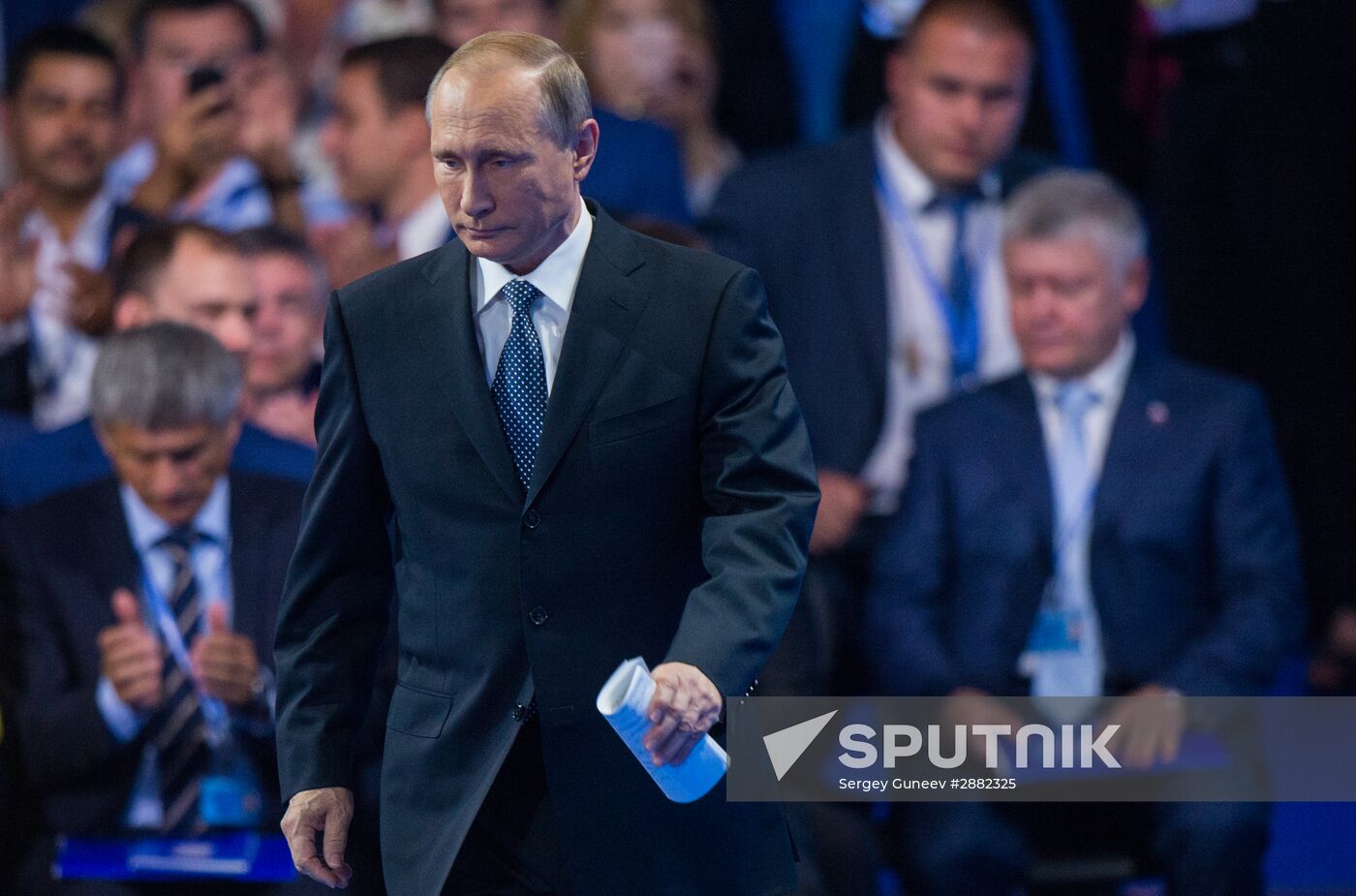 President Putin, PM Medvedev attend United Russia Party's 15th convention