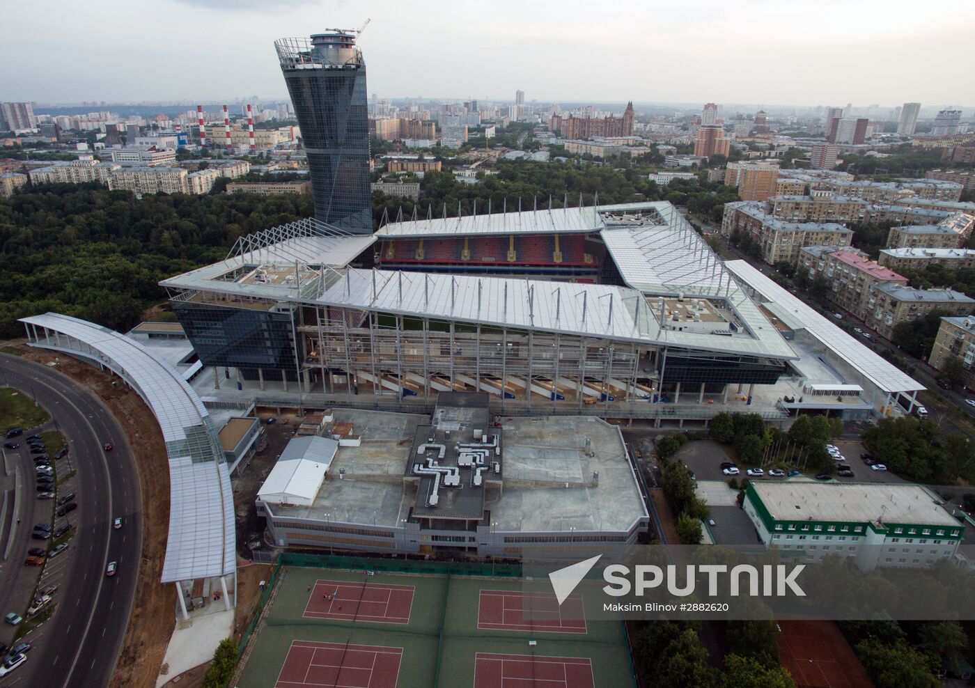 Building the stadium of the CSKA Professional Football Club