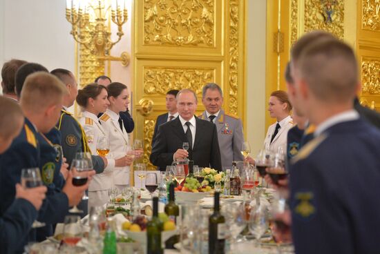 President Vladimir Putin meets with higher military school graduates