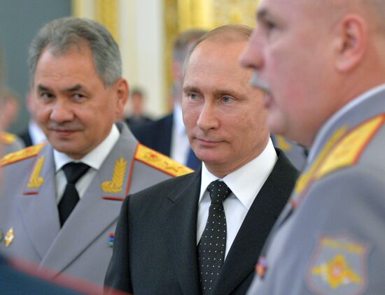 President Vladimir Putin meets with higher military school graduates