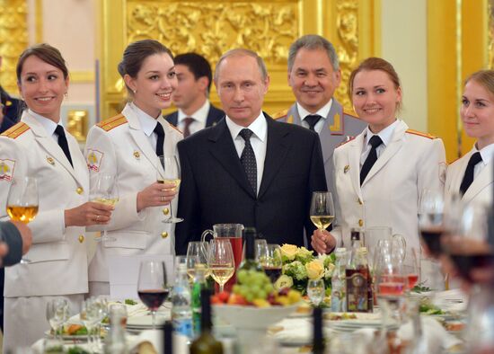 President Vladimir Putin meets with higher military school graduates