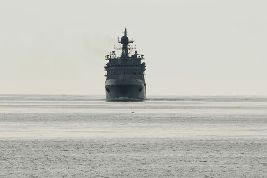 Ivan Gren landing ship is out to sea for testing