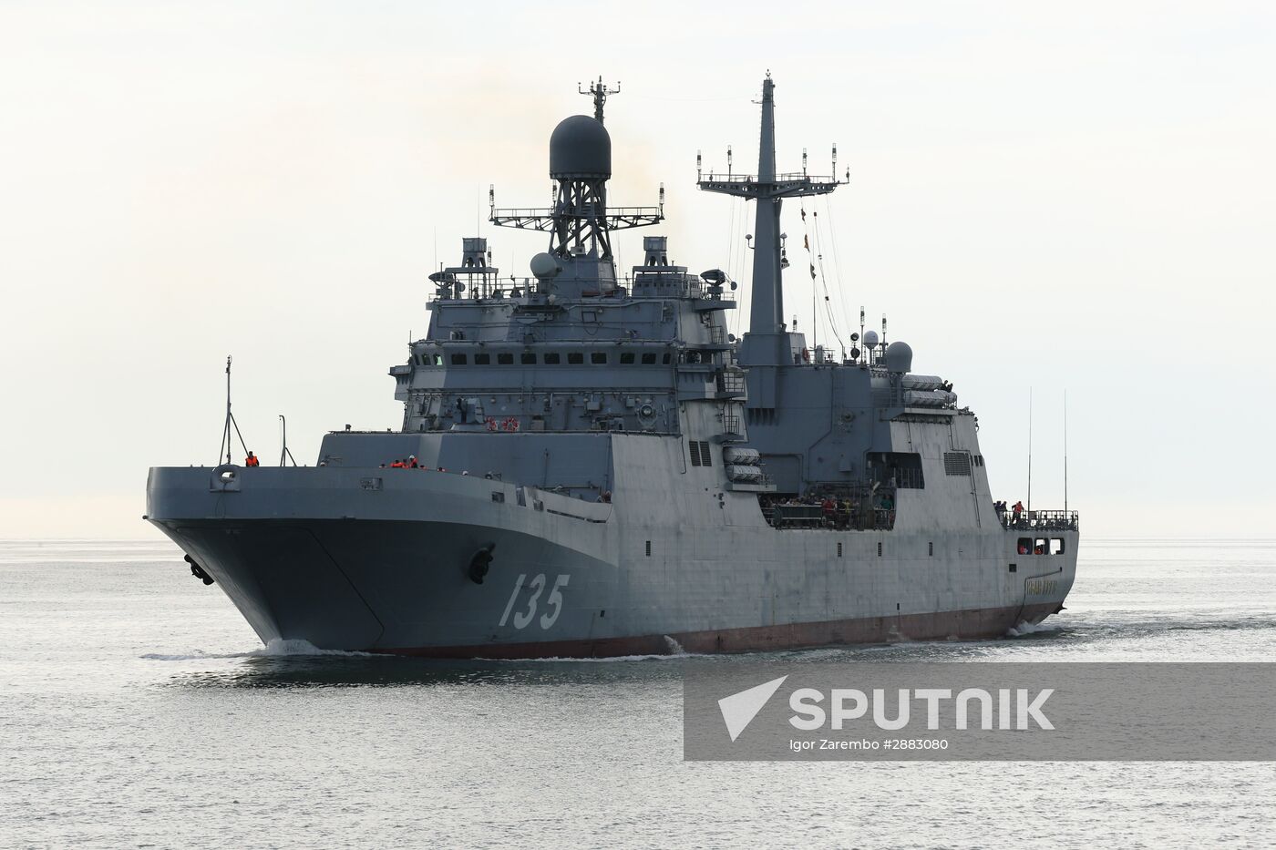 Ivan Gren landing ship is out to sea for testing