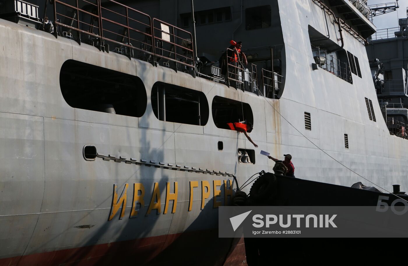 Ivan Gren landing ship is out to sea for testing