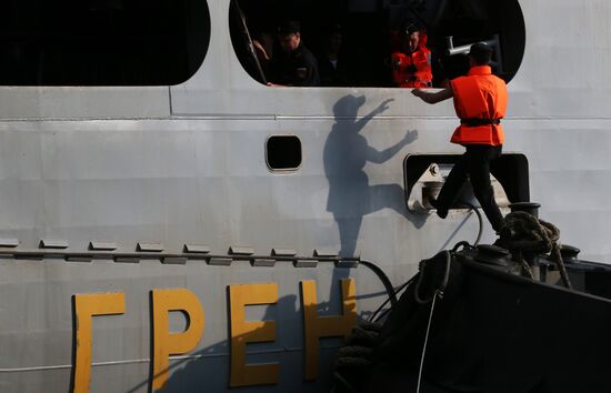 Ivan Gren landing ship is out to sea for testing