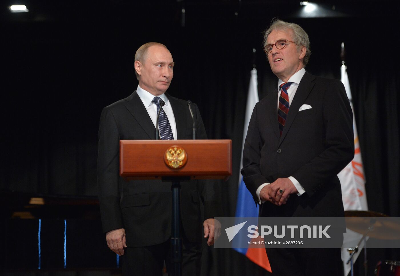 President Vladimir Putin visits German School Moscow at German Embassy in Moscow