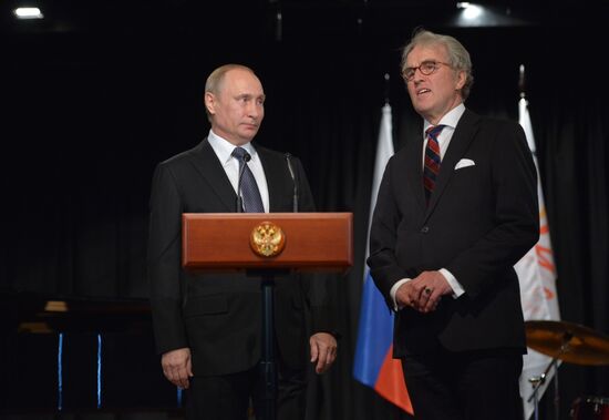 President Vladimir Putin visits German School Moscow at German Embassy in Moscow